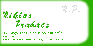 miklos prahacs business card